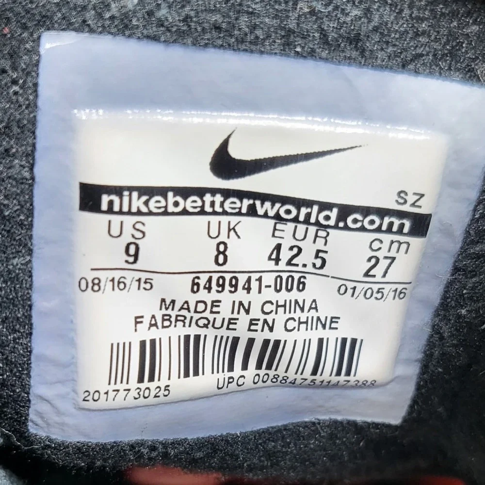 Nike Acronym Air Force 1 Downtown Hi SP Black Crimson 649941-006 Mens 9 Techwear